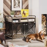 Fulhope Dog Crate Furniture,Wooden Dog Crate End Table,43 Inch Dog Kennel with Drawers,Heavy Duty Dog Crate,Decorative Pet Crate Dog Cage for Indoor 43.3" L x 27.6" W x 35.7" H (Grey) Fulhope