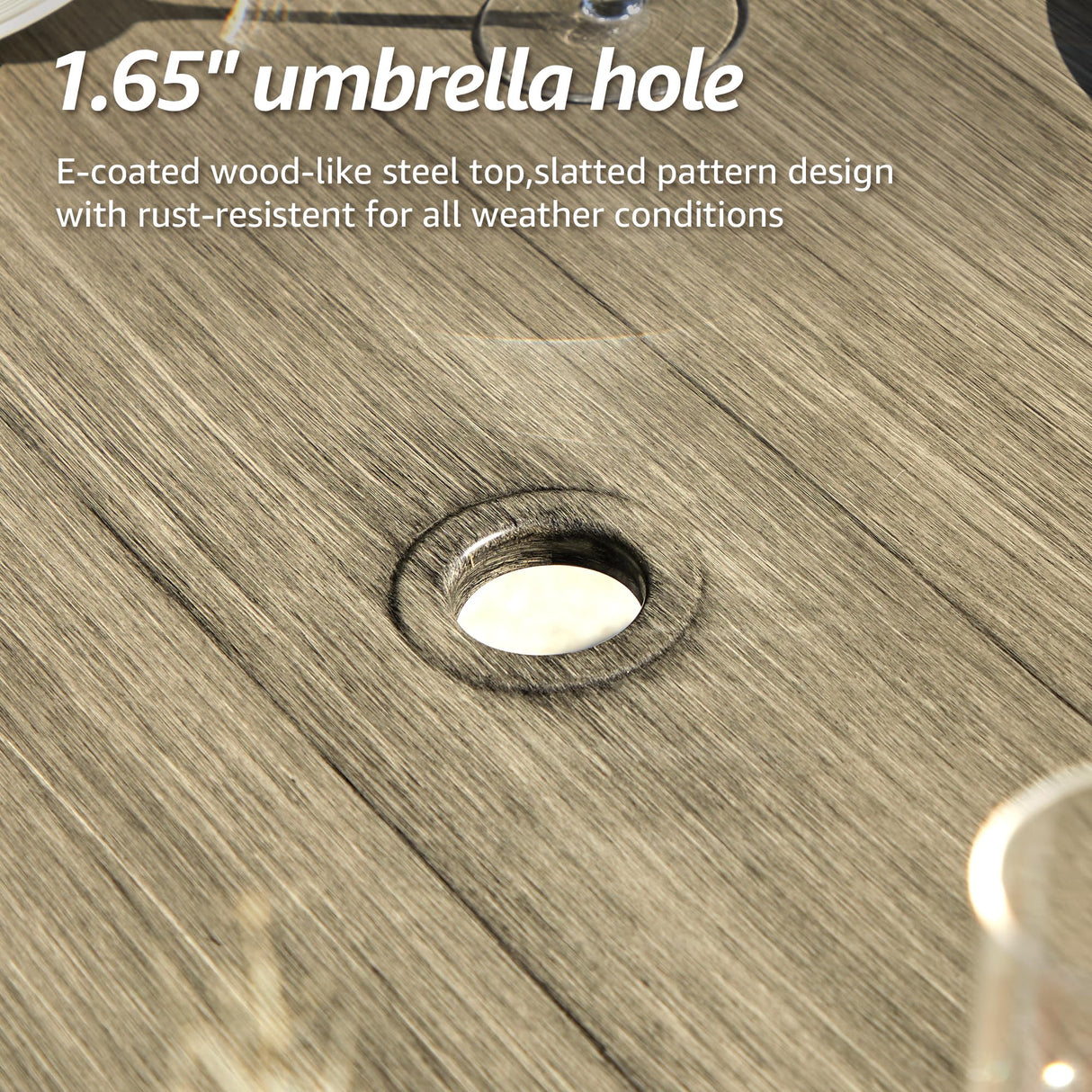 NATURAL EXPRESSIONS Patio Swivel Dining Set of 5, 4-Piece Mesh Sling High Back Chairs, 1-Piece 38" Square Woodgrain Steel Dining Table with 1.65'' Umbrella Hole for Outdoor Garden Yard NATURAL EXPRESSIONS