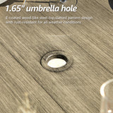 NATURAL EXPRESSIONS Patio Swivel Dining Set of 5, 4-Piece Mesh Sling High Back Chairs, 1-Piece 38" Square Woodgrain Steel Dining Table with 1.65'' Umbrella Hole for Outdoor Garden Yard NATURAL EXPRESSIONS