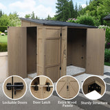 MUPATER 8×4 FT Wooden Storage Shed for Outdoor, Lean-to Shed Kit with Thickened Galvanized Steel Panels, Double Wide Door & Extra Side Door, Wooden Tools Shed with Air Vents for Patio Garden MUPATER