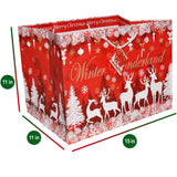 Gift Boutique 12 Jumbo Christmas Tote Bags with Handles 15" Wide X 11" High X 11" Deep Extra Wide Large Giant Reusable Grocery Shopping Paper Bags Big Gusset for Food Cookie Container & Foil Tin Pan Gift Boutique