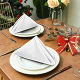 Ruvanti Cloth Napkins set of 12, 18x18 Inches Napkins Cloth Washable, Soft, Durable, Absorbent, Cotton Blend. Table Dinner Napkins Cloth for Hotel, Lunch, Restaurant, Weddings, Events, Parties - White RUVANTI