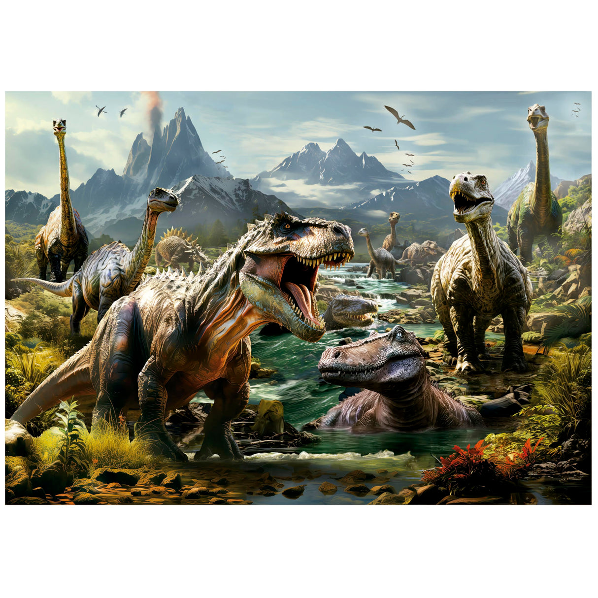 Educa - Fierce Dinosaurs - 1000 Piece Jigsaw Puzzle - Puzzle Glue Included - Completed Image Measures 26.77" x 18.9" - Ages 14+ (19924) Educa
