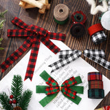 Whaline 10 Rolls 50 Yards Christmas Burlap Ribbon Rolls 1 Inch Wired Plaid Wrapping Ribbons Xmas Decorative Ribbon for Wreath Bow Gift Decor Whaline