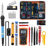 Soldering Iron Kit, Digital Multimeter Kit, Multi Tester, Voltage Tester, Measures AC/DC Voltage, Current, Resistance/Continuity/Diode/Triode. Electric Soldering Iron, Adjustable Temperature HiLeDiQJ
