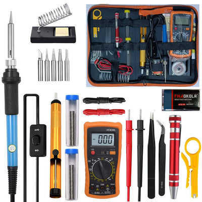 Soldering Iron Kit, Digital Multimeter Kit, Multi Tester, Voltage Tester, Measures AC/DC Voltage, Current, Resistance/Continuity/Diode/Triode. Electric Soldering Iron, Adjustable Temperature
