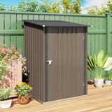 Outsunny 3.3' x 3.4' Outdoor Storage Shed, Metal Garden Tool House with Sloping Roof and Lockable Door for Backyard, Bike, Patio, Garage, Lawn, Brown Outsunny