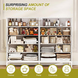 Dresser for Bedroom White Bedroom Dresser with LED Lights and Charging Station, 8 Long Fabric Drawers Dresser, Tall Wide Chest of Drawers Storage Organizer TV Stand for up to 60" TV for Living Room SOOWERY