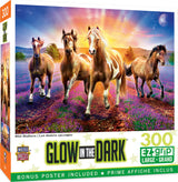 Masterpieces 300 Piece EZ Grip Glow in The Dark Jigsaw Puzzle - Wild Stallions - 18"x24" Masterpieces
