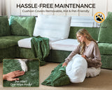 Bedeep Oversized Modular Sectional Sofa with Double Power Recliner, Cloud Reclining Couch with Headrest, Storage Drawer Charging Cup Holders, Deep L-Shaped 6 Seater with Corner, Chenille, Green Bedeep