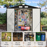 Breezestival 6x4 FT Outdoor Storage Shed, Metal Garden Tool Shed with Sloping Roof & Lockable Door for Patio Lawn Backyard (Black) Breezestival