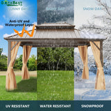 GAZEBEST 12x12 ft Hardtop Gazebo Outdoor Aluminum Patio Gazebo Double Roof Galvanized Steel Gazebo Canopy with Netting and Curtains,for Garden Patio,Patio Backyard,Deck and Lawns GAZEBEST