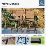 MFSTUDIO Patio Bar Set of 7, Outdoor Bar Height Table and Chairs, 1 x Heavy Duty Metal Slat High Top Bar Table with 6 x Swivel Outdoor Bar Stool, Breathable Textilene Fabric MFSTUDIO