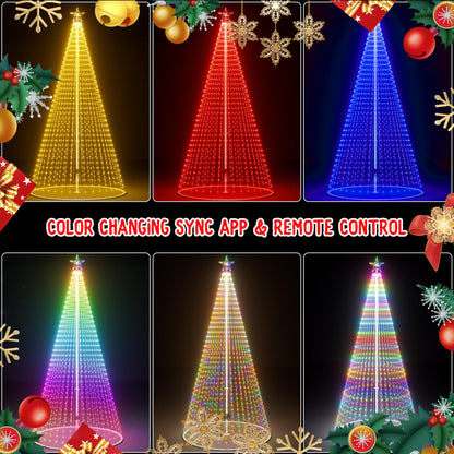 Led Outdoor Christmas Tree, 20ft Prelit Christmas Tree, Smart Outside Christmas Tree Light Show App Control with 1512 LED Lights Color Changing Sync APP & Remote Control Christmas Tree Lighting