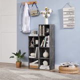 VECELO 3-Tier Small Bookcase, 4 Cube Bookshelf with Height Difference Shelves for Most Books, Modern Floor Standing Unit, Each Shelf Hold Up to 66 LBS for Living Room Bedroom, Grey VECELO