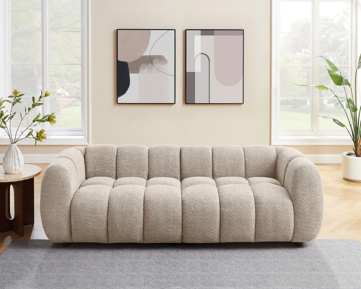 VANOMi 88" Oversized Boucle Sofa, Modern Upholstered Tufted Cloud Couch, Deep Seat Boucle Sofa,Cozy Modern 3 Seater Couch for Living Room, Bedroom, Apartment VANOMi