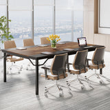 Tribesigns Conference Table, 78.7" W x 39.4" D Meeting Seminar Table, Large Rectangle Computer Desk, Boardroom Desk for Office Meeting Conference Room, Rustic Brown/Black Tribesigns