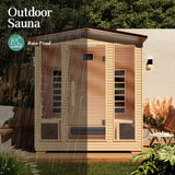 BNEHS Outdoor Sauna 4 Person,Full Spectrum Infrared Sauna,Home Sauna with 10 Minutes Warm Up Heating Tubes & Panels,Personal Wooden Sauna Room with Bluetooth Speaker,3060Watt BNEHS