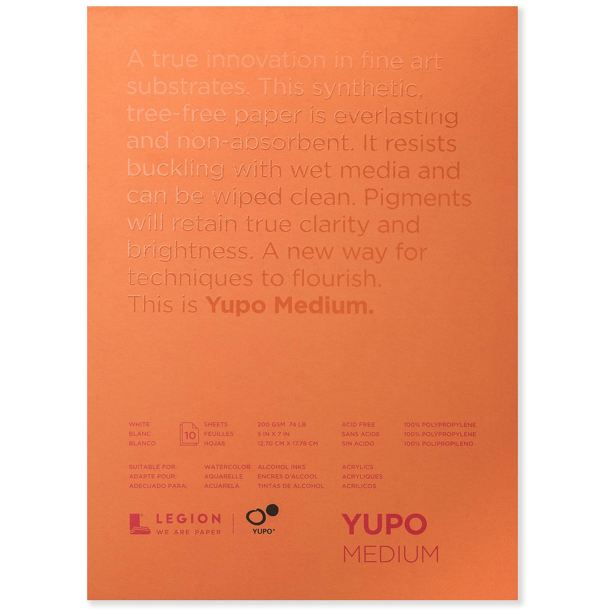 Legion Yupo Synthetic Paper Pad - 5" x 7", Bright White, 10 Sheets Legion