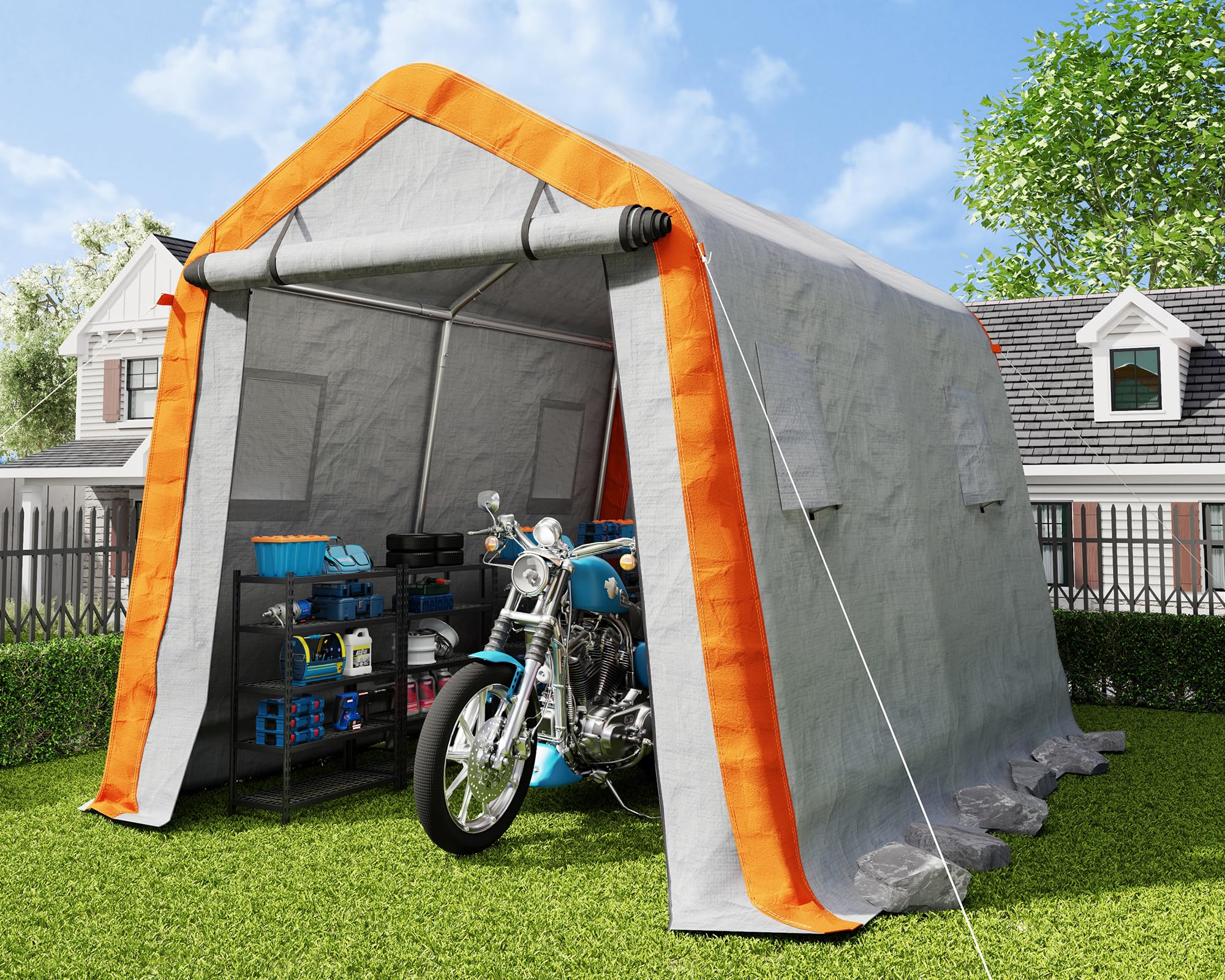 AMERLIFE 8x10x8 FT Heavy Duty Portable Shed Storage Shelter, Outdoor