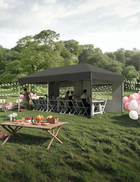 KYBOLT Pop Up Canopy 10x20 Ft Outdoor Wedding Party Tent with Removable Sidewalls Easy Set Gazebo for Farmers' Market, Outdoor Events, Wedding Party - Black KYBOLT