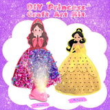 Fortand Poke-Art Crafts Kit for Kids, Princesses Craft Kits for Girls Ages 4-9 Paper Craft Kits with LED Base DIY Creative Activity Toys Gifts for Girls & Boys Ages 4 5 6 7 8 9 Mess-Free Fun for Kids Fortand