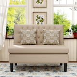 Yongqiang Modern Upholstered Settee with Back Small Loveseat Sofa Dining Bench Banquette Seating for Kitchen Dining Room Living Room Linen Button Tufted Mini Couch Khaki Yongqiang