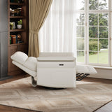 GarveeHome Power Recliner Chair Swivel Glider Upholstered Faux Leather Nursery Rocker Reclining Sofa Chair with Charging Port, Curved Armrests & Padded Backrest (White) GarveeHome