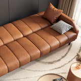 Fadware 78” Faux Leather Couch, Convertible Futon Sofa Bed with Adjustable Backrest, Mid Century Leather Sofa Loveseat with Side Pockets& Metal Leg, Modern Leather Sleeper Sofa for Living Room Bedroom Fadware