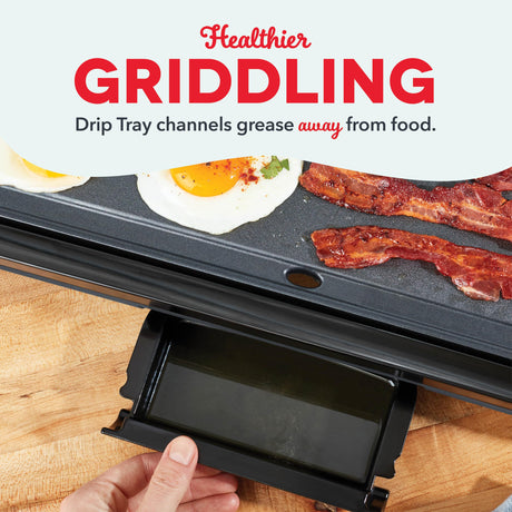 DASH Deluxe Everyday Electric Griddle with Dishwasher Safe Removable Nonstick Cooking Plate for Pancakes, Burgers, Eggs and more, Includes Drip Tray + Recipe Book, 20” x 10.5”, 1500-Watt - Red DASH