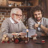 RoWood 3D Puzzles for Adults,Steam Engine Model Kit,1:28 Scale Mechanical Steam Locomotive Wooden Puzzle,469PCS,Assembly Time 6H, Awesome Gifts for Adults&Teens rowood