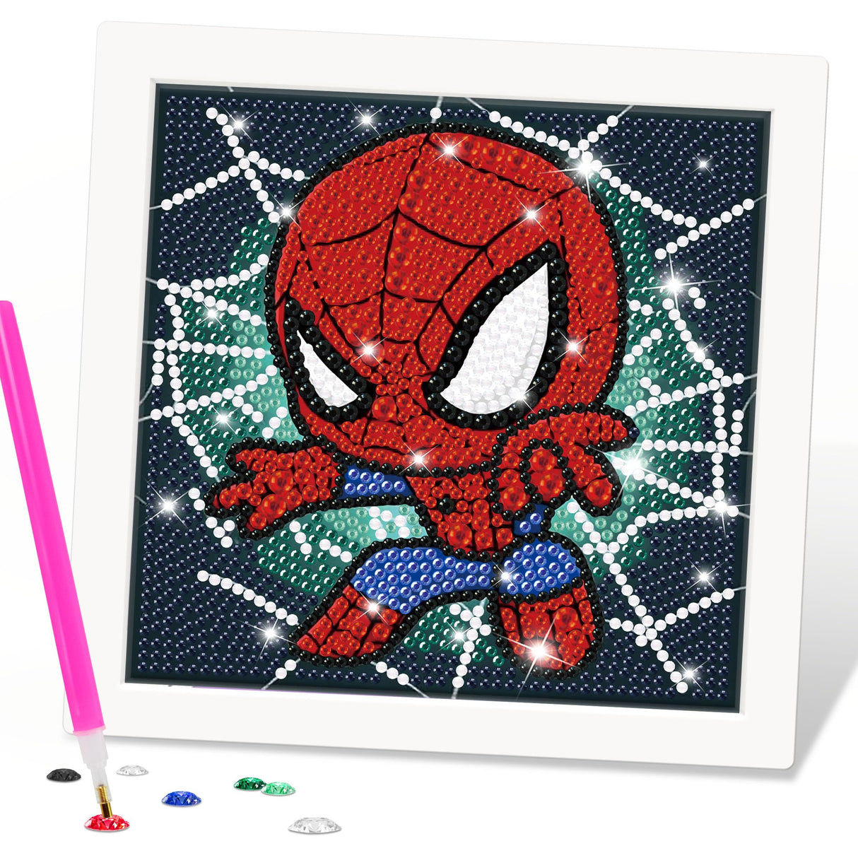 Mlife Diamond Art Painting Kits for Kids with Frame Art and Crafts for Kid, Diamond Art Kits for Kids Ages 4-8-12, Cartoon Art Kit for Kid,Adult Beginner,DIY,Gift,Home Decoration(Spiderman) Mlife