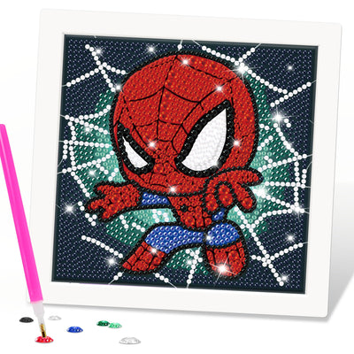 Mlife Diamond Art Painting Kits for Kids with Frame Art and Crafts for Kid, Diamond Art Kits for Kids Ages 4-8-12, Cartoon Art Kit for Kid,Adult Beginner,DIY,Gift,Home Decoration(Spiderman)