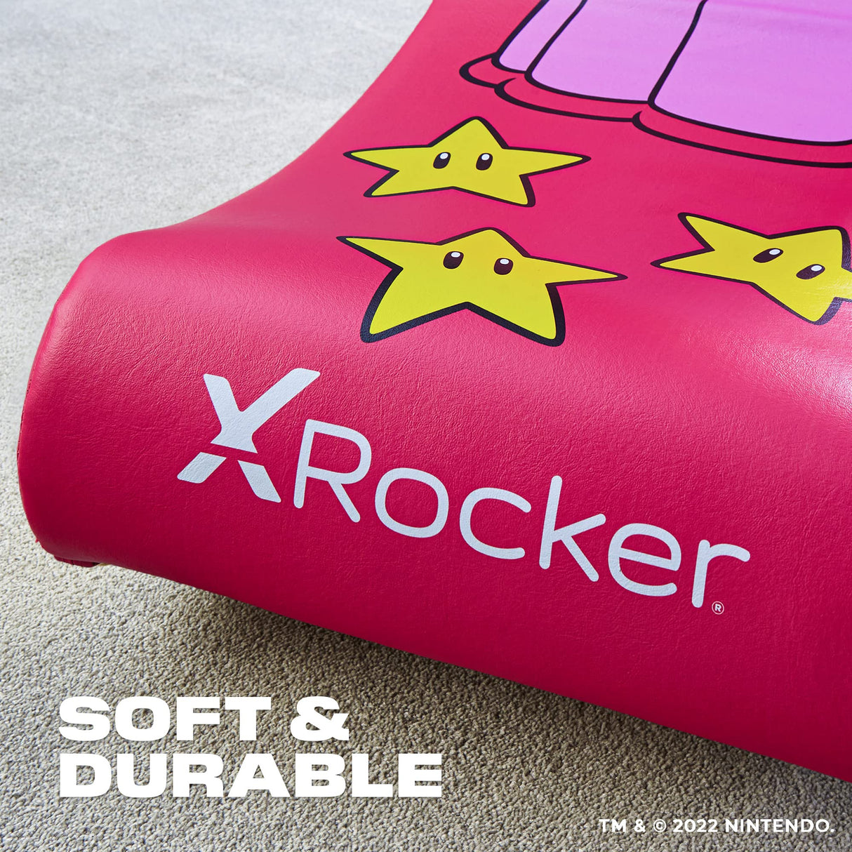 X Rocker Super Mario Peach Video Gaming Floor Chair, Official All-Star Edition Nintendo Collectible, Faux Leather, Foldable, 5000201, 33.46" x 16.14" x 25.59", Princess Peach Pink X Rocker