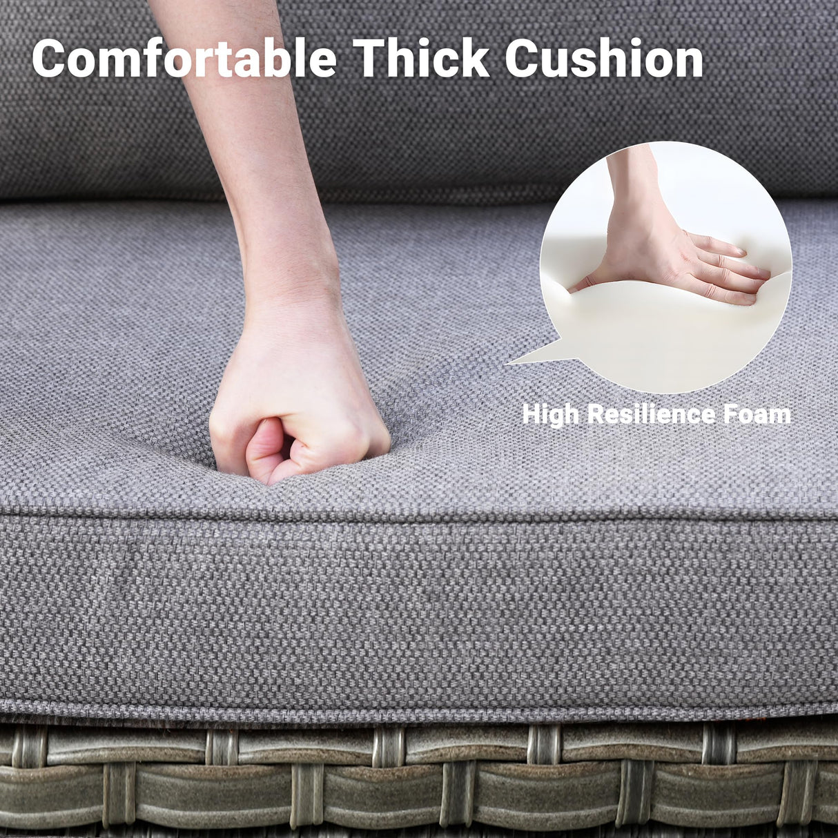 ovios Patio Furniture Set, 9 Pieces Outdoor Wicker Rattan Sofa Couch with 6 Chairs, Ottomans and Comfy Cushions, All Weather High Back Conversation Set Garden Backyard, Dark Grey ovios