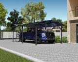 Palram - Canopia Arcadia 12 x 21 x 6.5 Carport, Heavy Duty Metal Car Port, Weather-Protected Aluminum Frame, Polycarbonate RV & Car Storage, UV Protected, DIY Truck Garage Kit, 10-Year Warranty, Gray Palram