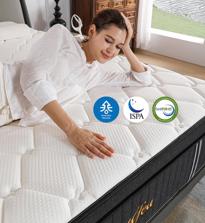 Soulfea King Size Mattress,12 Inch Memory Foam Hybrid Black King Mattresses,Pocket Spring King Mattress in a Box for Sleep Supportive Pressure Relief,Medium Firm King Mattress.