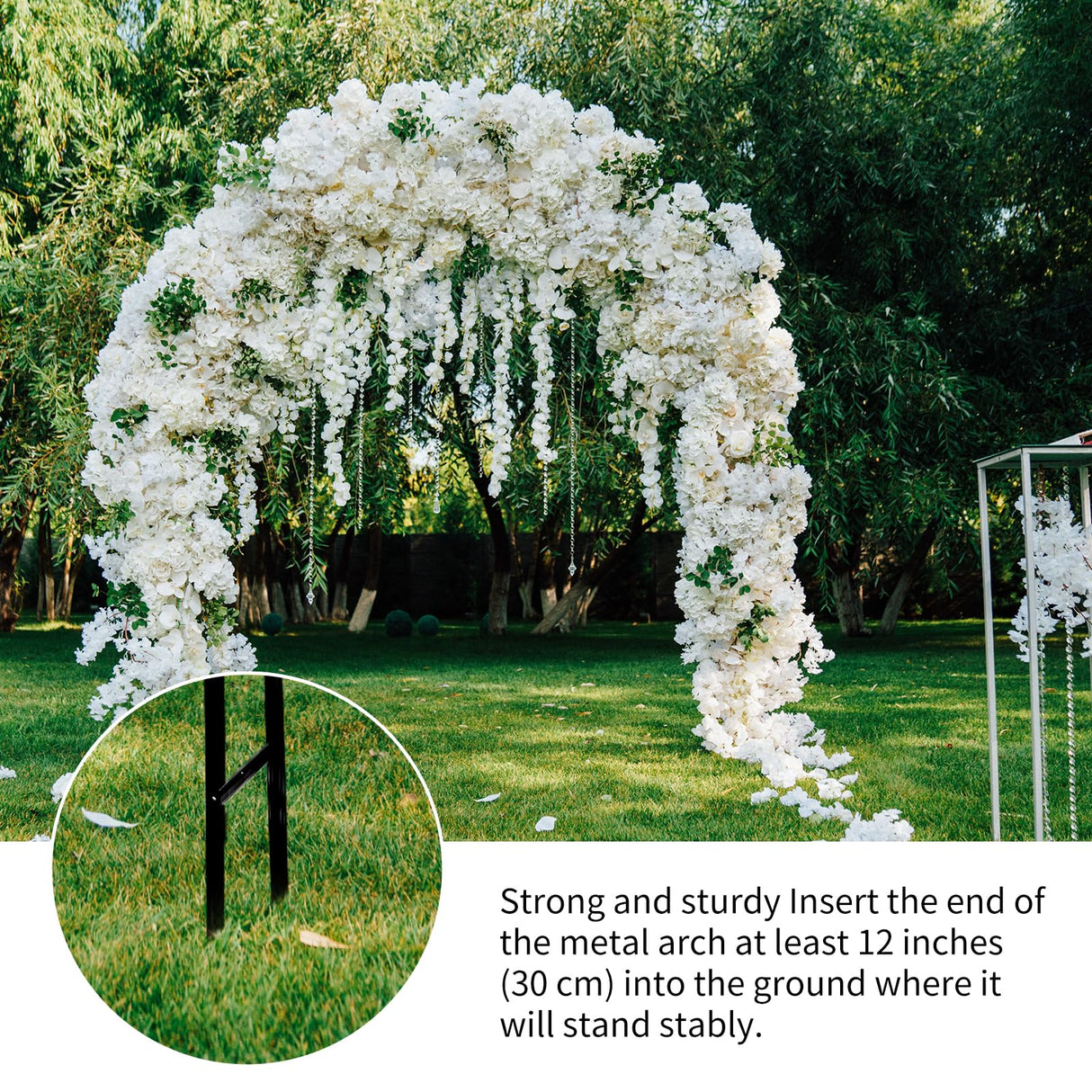 RUBFAC Metal Garden Arch, Wedding & Event Decoration, Garden Trellis for Climbing Plants, Assemble Freely 2 Sizes for Various Climbing Plant Roses Vines Bridal Party Decoration, Black, 1 Pack rubfac