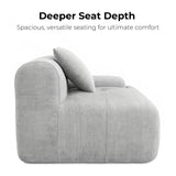 LIKIMIO 118" Modern L-Shaped Modular Sectional Sofa for Living Room, Corduroy Upholstery Grey, Oversized 3-Seater Couch with Deep Seat and Movable Ottoman – No Assembly LIKIMIO