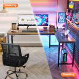 Huuger 63 Inch L Shaped Desk with Power Outlets and USB-C Port, 0.95 Inch Thicker Desktop, Reversible Computer Desk, Larger Office Corner Gaming Desk, Metal Frame, for Home Office, Study, Rustic Brown Huuger