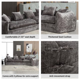 SmartEdge 125'' Modular Curved Sofa Couch, Chenille Deep Seat Sofa with 5 Pillows, Comfy 5 Seat Sofa Cloud Couch, Modular Sectional Sofa for Living Room Apartment Office, Grey SmartEdge