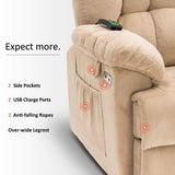 MCombo Power Lift Recliner Chair Sofa with Massage and Heat, Adjustable Headrest, 3 Positions, USB Ports, for Elderly People, 7533 (Fabric, Beige) MCombo