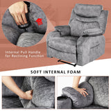 Comermax Fabric Massage Recliner Chairs with Heat Massaging Manual Reclining Chair Overstuffed Heated Recliners with Cup Holders for Adults Grey Comermax