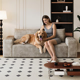 RENDGO 63" Cloud Loveseat Sofa Couch,No Assembly Required 2 Seater Foam Floor Boneless Couches,Modern Apartment Deep Seat Sofas with Corduroy Fabric,Small Love Seat,Camel RENDGO