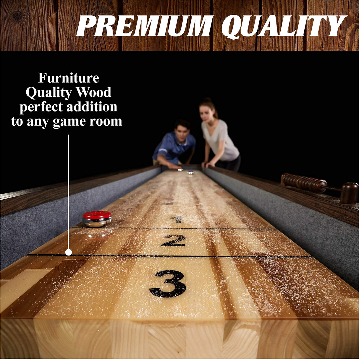 Barrington Billiards 12' Webster Shuffleboard Table with Scratch-Resistant Playfield and 8 Puck Set Barrington Billiards