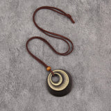 Bjesinmo Wooden Necklaces for Women Long Brown Necklaces Boho Pendant Necklace for Women Ethnic Style Wood Jewelry Necklace Bjesinmo