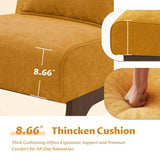 Upholstered Armless Accent Chair,Modern Comfy Living Room Chairs with Wooden Legs& Pillows,Lounge Sofa Side Chair for Bedroom Farmhouse Reading (Yellow, 1 PC) Womina