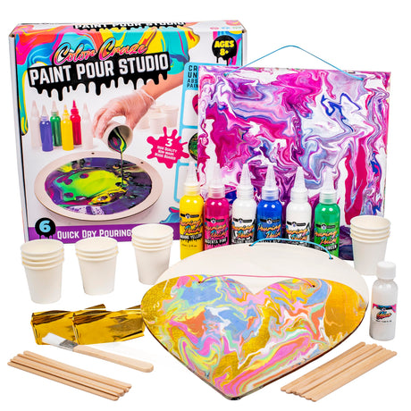 Original Stationery Color Craze Paint Pour Studio with Art Boards, Gold Sheets & Supplies – Fun Studio Set for Kids Ages 8 Original Stationery