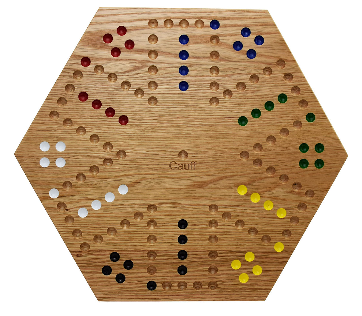 Solid Oak Double Sided Marble Board Game Hand Painted by Cauff (20 inch) Cauff