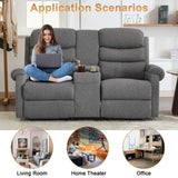 URRED Loveseat Recliner Sofa, Double Manual Recliner RV Sofa with Console, Linen Recliner Chair Home Theater Seating with Cup Holders/Lumbar Pillow/Hidden Storage for Living Room(Grey) URRED